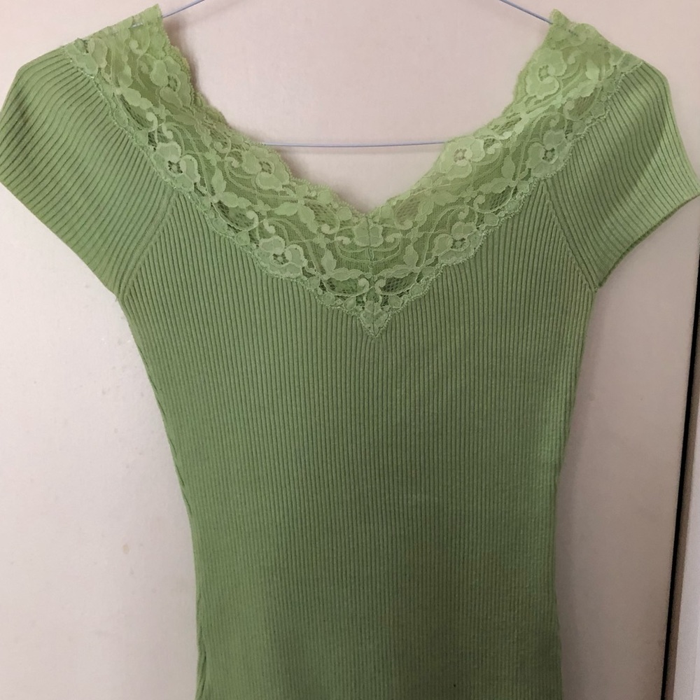 Green Casual Knit Top